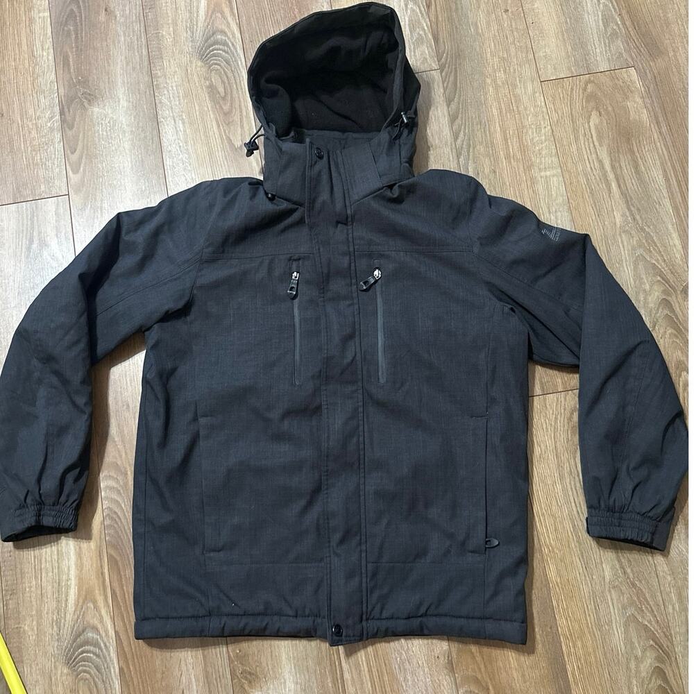ZeroExposure Women’s Medium Jacket Black/Grey Coat Hooded Full Zip Medium Length